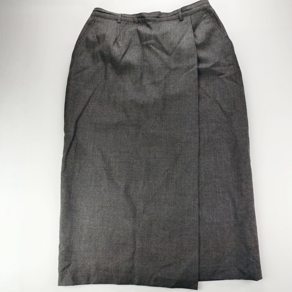 Tabi International Woolmark Grey Wool Midi Skirt | Classic Work & Fall Style